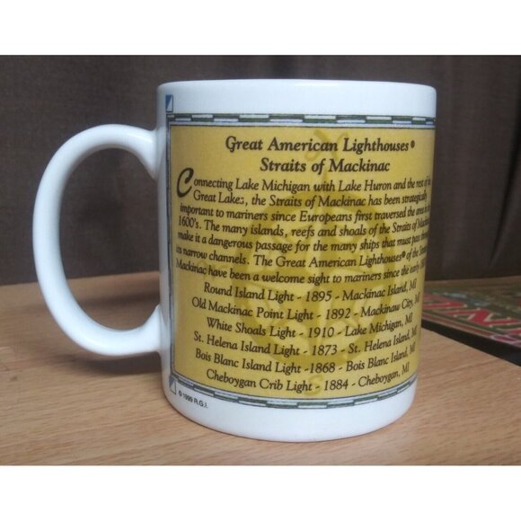 Donna Elias Series Mug Lighthouses of the Straits of Mackinac Sea Chart Collage - Picture 4 of 11